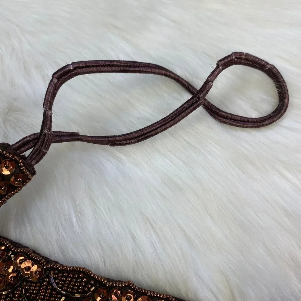 Vintage Brown & Bronze Sequin Belt - Has Original Tags - Straps Broken - Picture 10 of 12